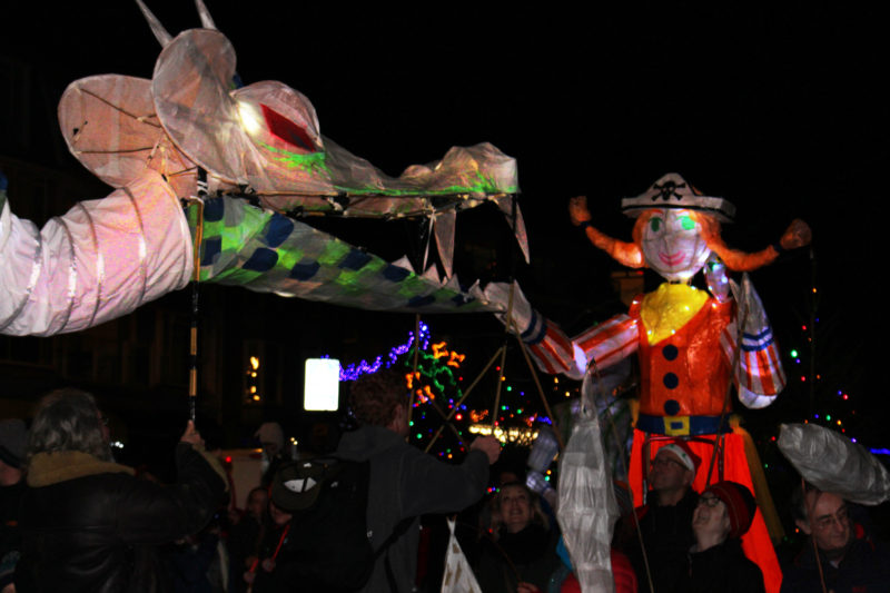 lanterns during the christmas parade in st ives