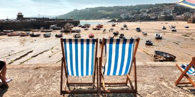 Deckchairs on the harbour in St Ives